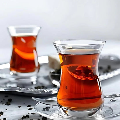 Turkish Tea Glass Set 6 Piece Small 120ml Turkish Tea Glass and Saucer Set