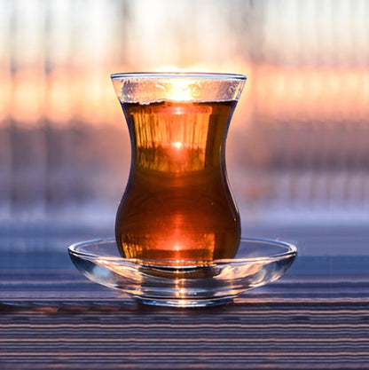 Turkish Tea Glass Set 6 Piece Small 120ml Turkish Tea Glass and Saucer Set