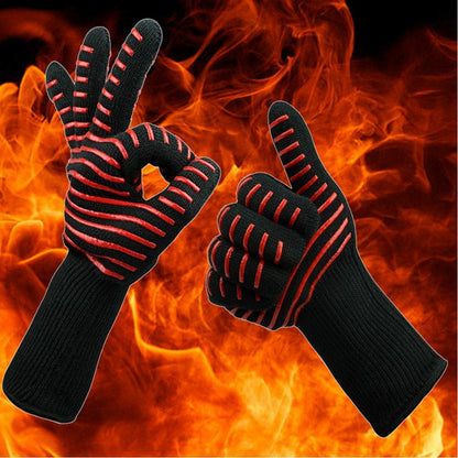 Silicone Cotton Microwave Kitchen Cooking Protective Gloves High Temperature Resistance 500 Degree C Length 32cm