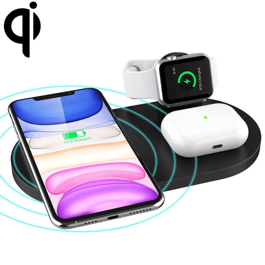 A04 3 in 1 Multi function Qi Standard Wireless Charger for Mobile Phones iWatch AirPods Black