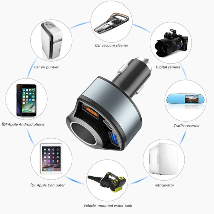 5V 3A Cigarette Lighter PD Super Fast Charging Multifunctional Car Charger Color Black