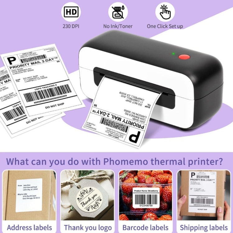 Phomemo PM246S Address Label Printer Thermal Paper Express E Manifest Printer Size EU Black