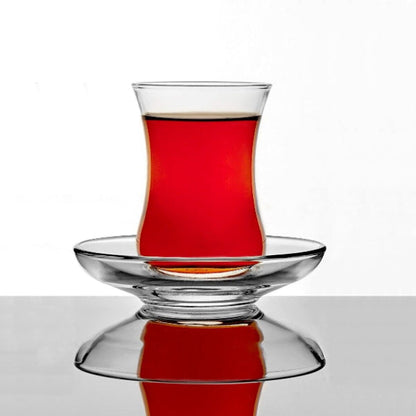 Turkish Tea Glass Set 6 Piece Small 120ml Turkish Tea Glass and Saucer Set