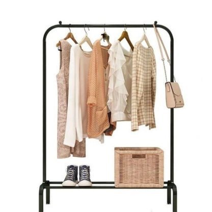 Heavy Duty Metal Clothes Hanging Rail with Shoe Rack Shelf