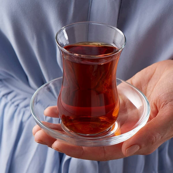 Turkish Tea Glass Set 6 Piece Small 120ml Turkish Tea Glass and Saucer Set