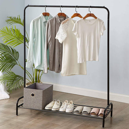 Heavy Duty Metal Clothes Hanging Rail with Shoe Rack Shelf